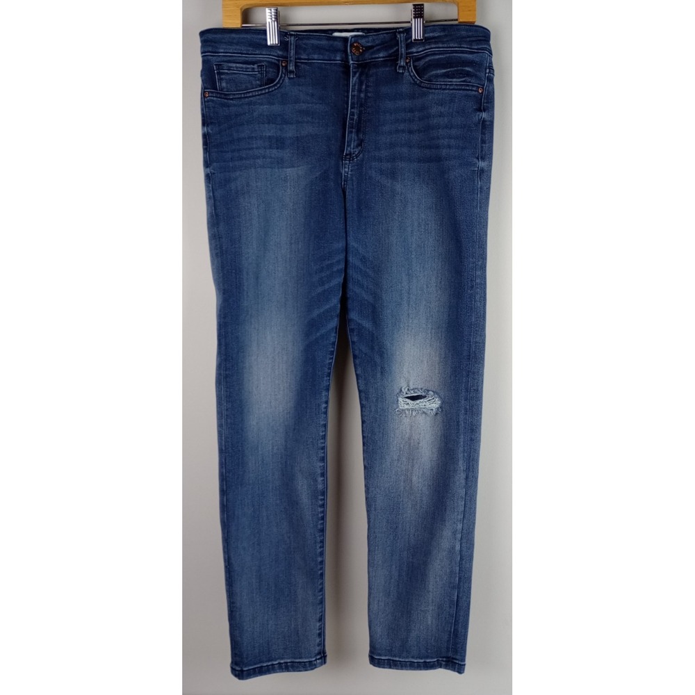 William Rast Womens 31 Medium Blue High Rise Stretch Denim Distressed Jeans